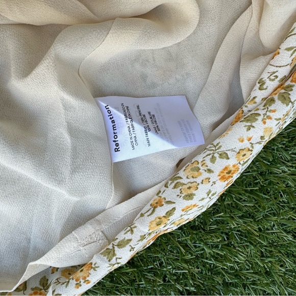 Reformation Bandit Floral Print Midi Dress Size 8 Lima yellow New with tag $278 - Picture 12 of 12